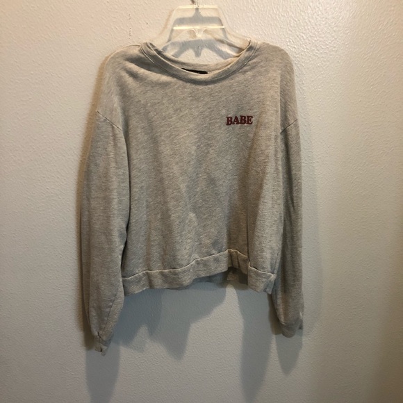 Forever 21 Tops - FOREVER 21 Grey Long Sleeve Crop Top